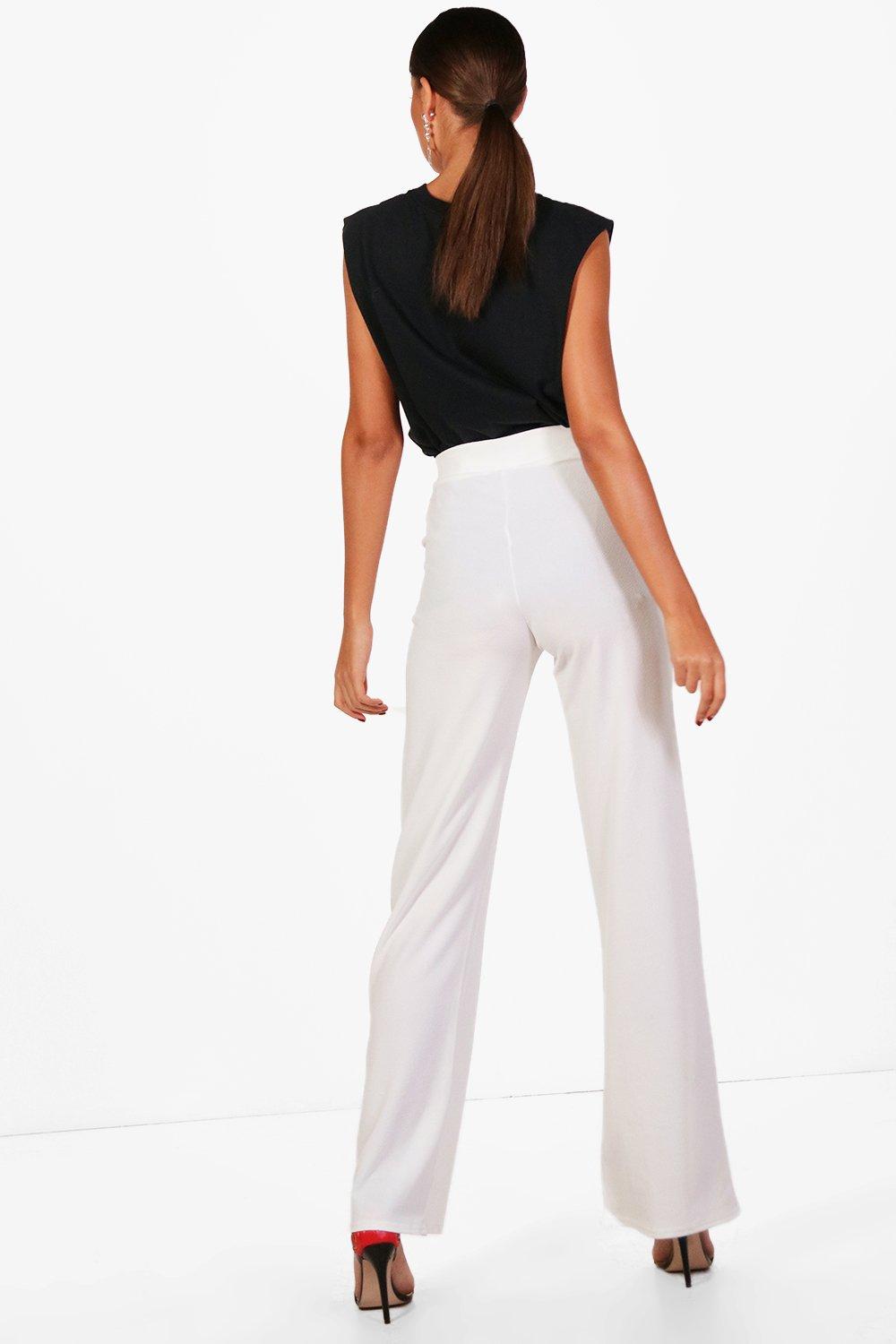 cream high waisted wide leg trousers