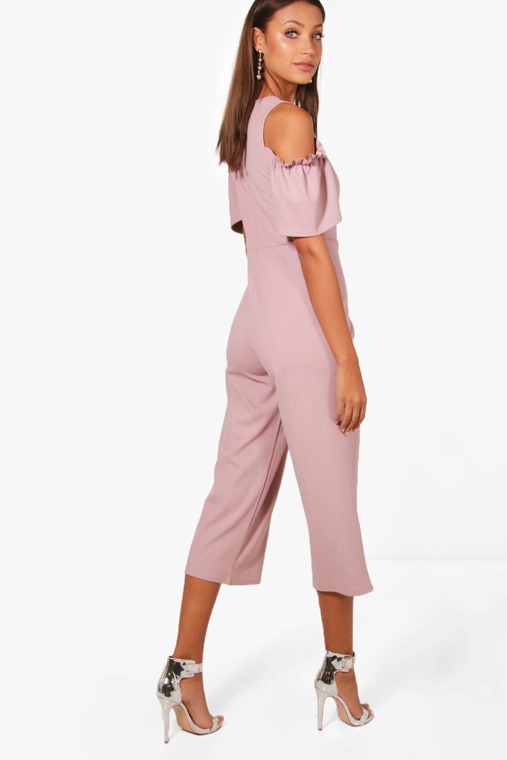 cold shoulder culotte jumpsuit