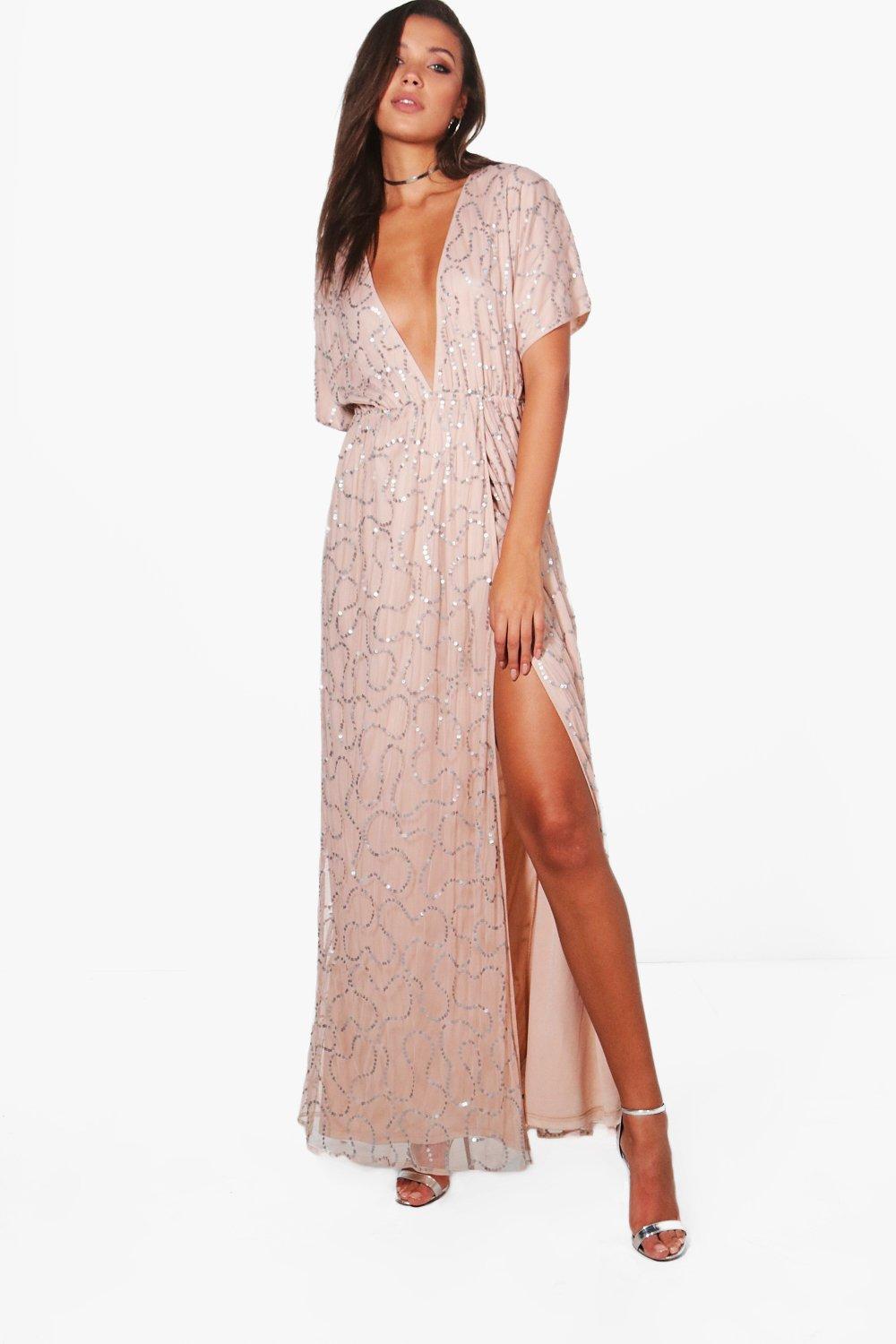 sequin maxi wrap dress