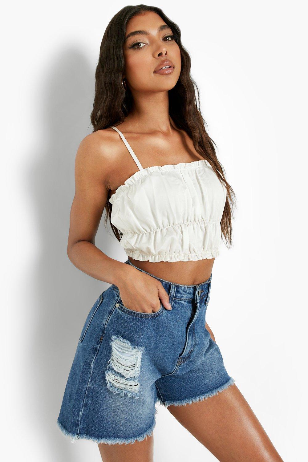 tall denim shorts womens