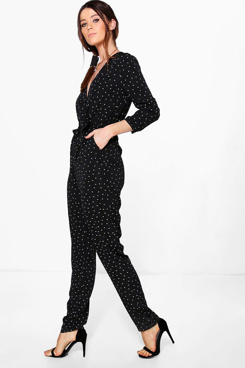 boohoo polka dot jumpsuit