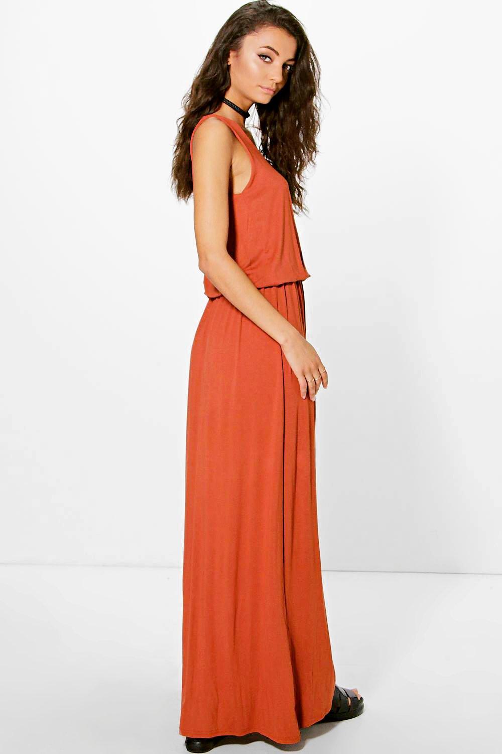 Boohoo Womens Tall Dalia Rouched Plunge Waist Maxi Dress | eBay