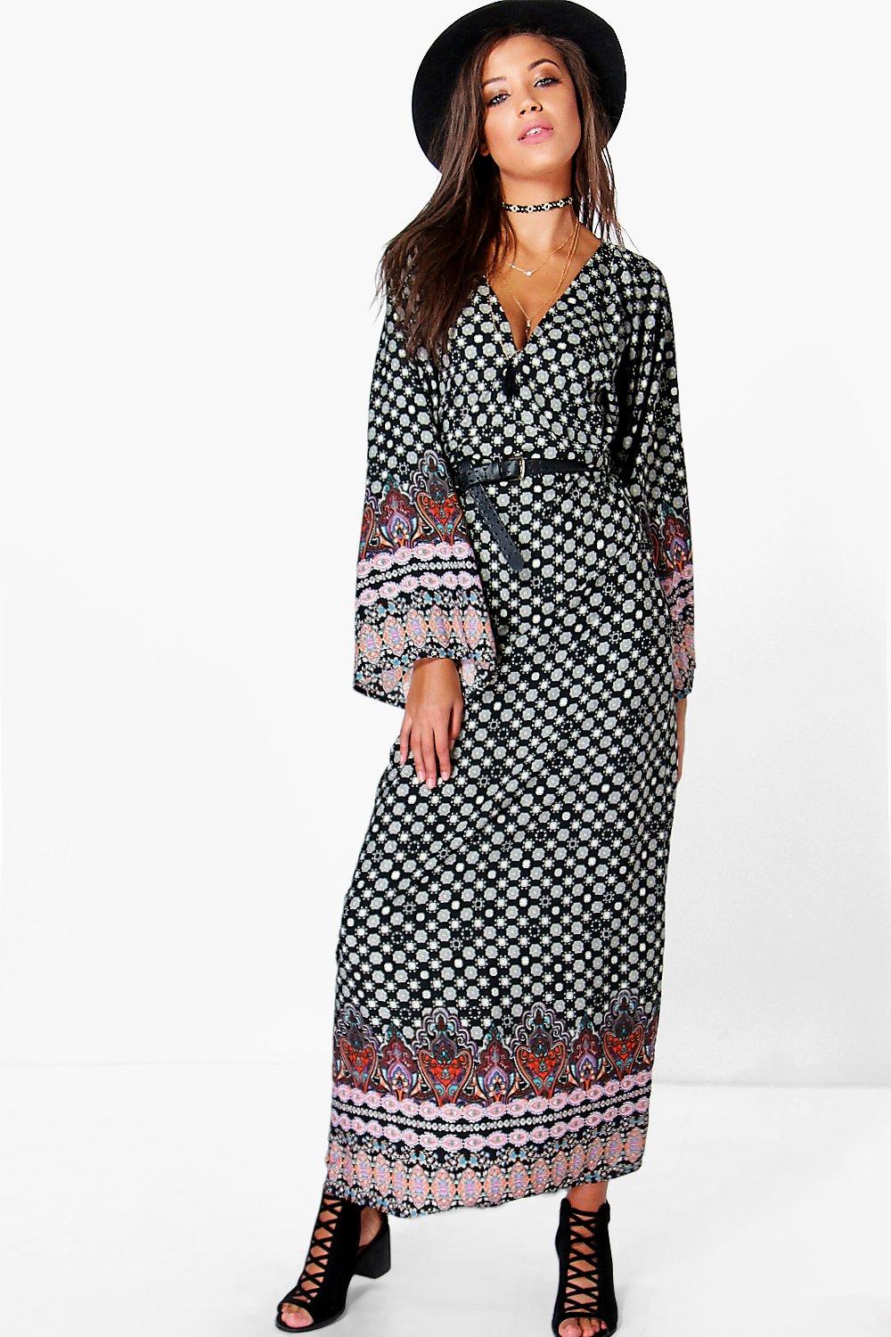 wide sleeve maxi dress