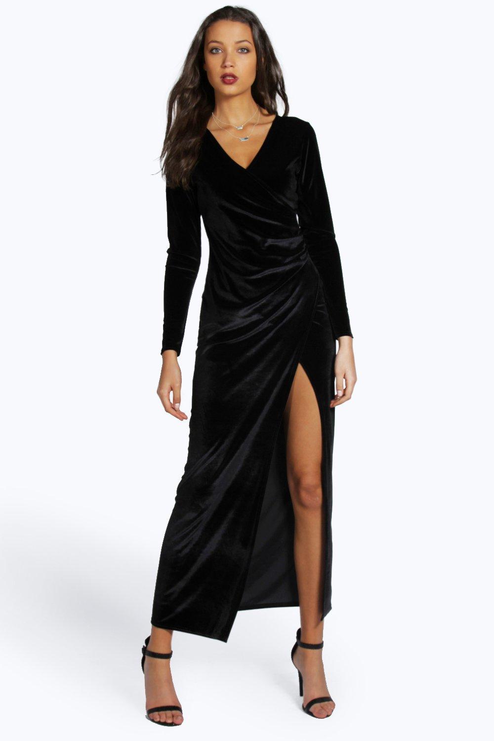 black velvet long sleeve dress