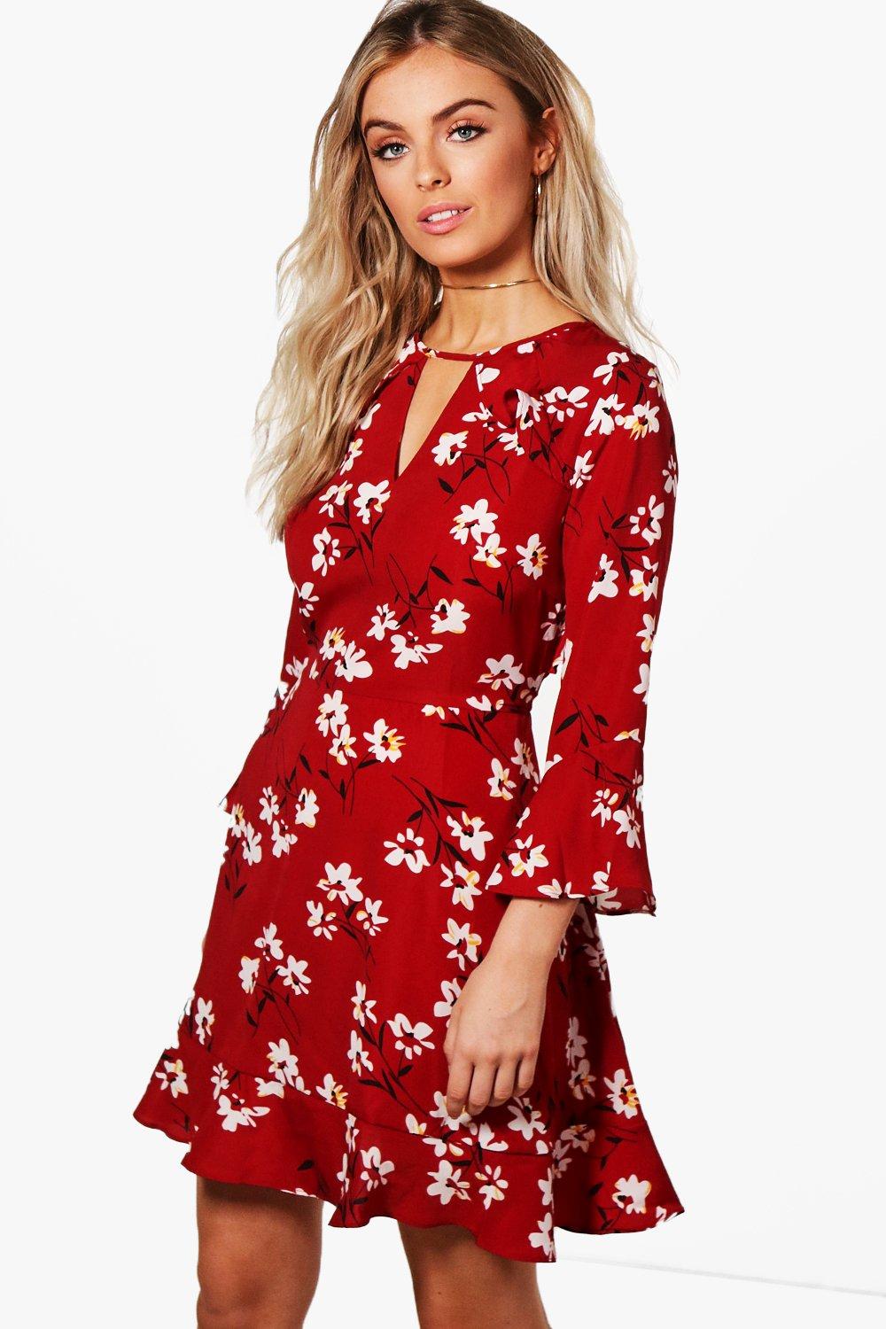 white floral tea dress