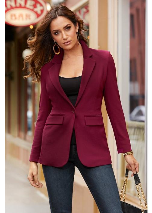 Boston Proper Womens Wrinkle-Resistant Classic One-Button Solid Color