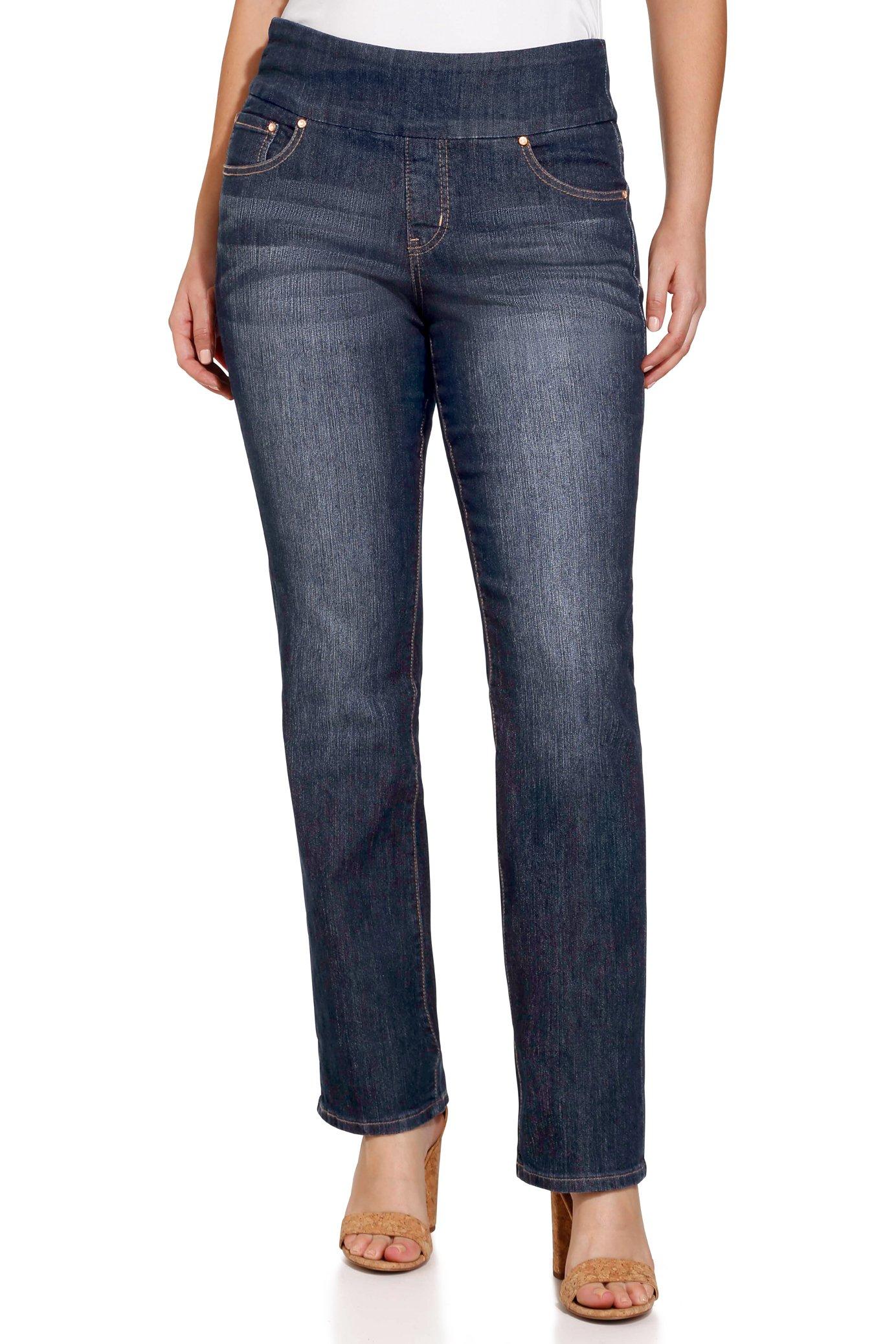 pull on stretch straight leg jeans