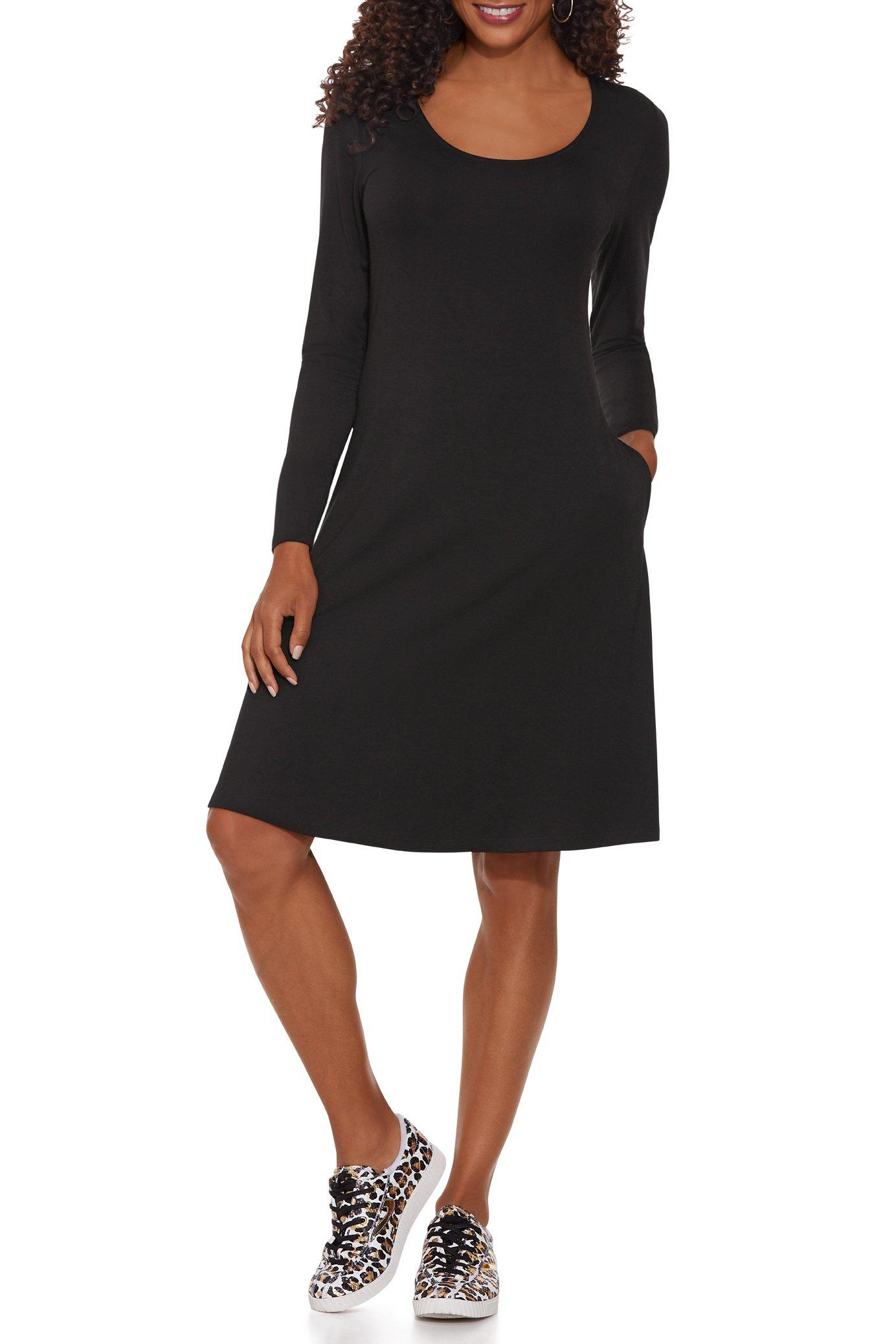 black long sleeve swing dress