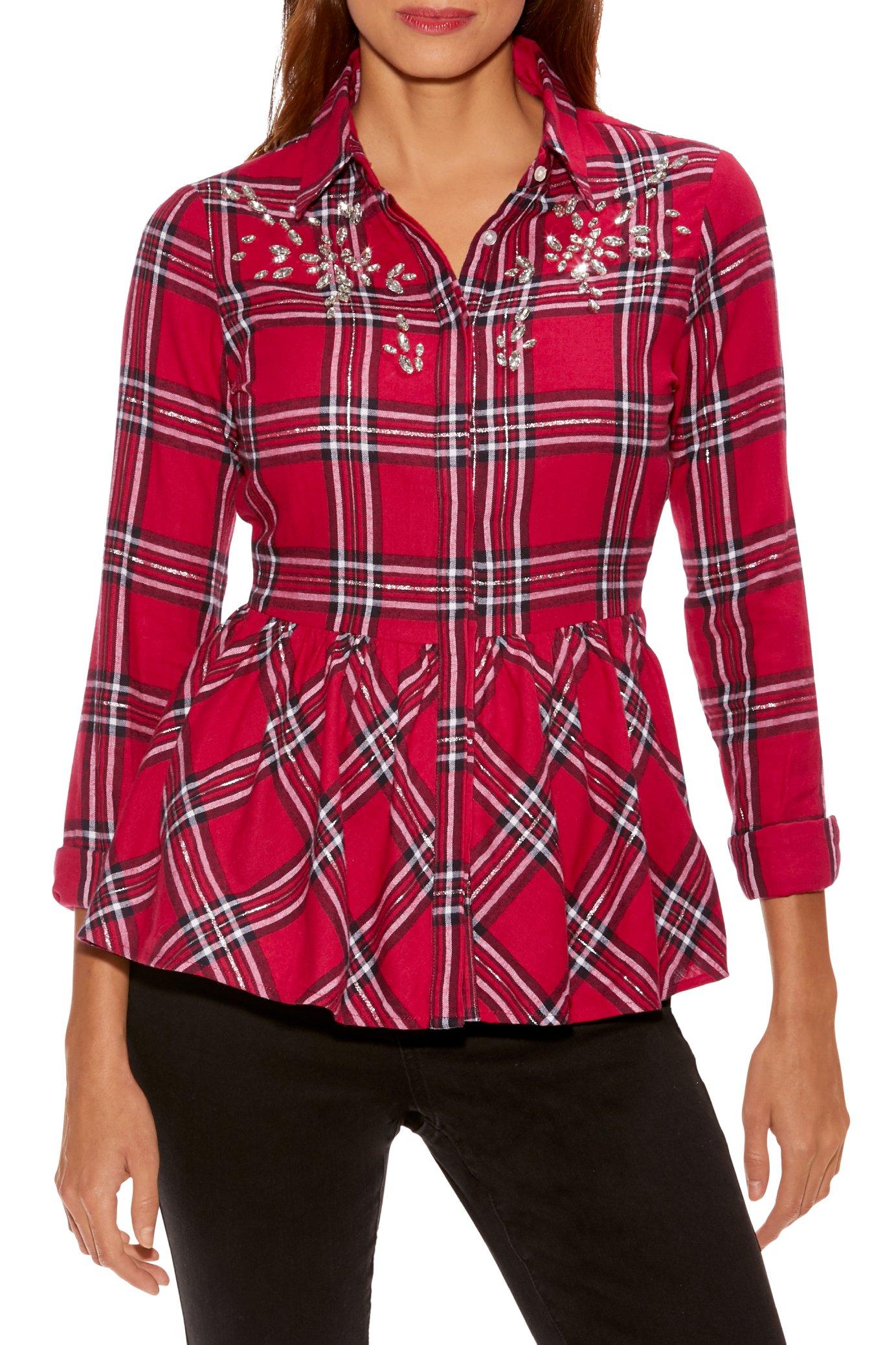 plaid peplum shirt