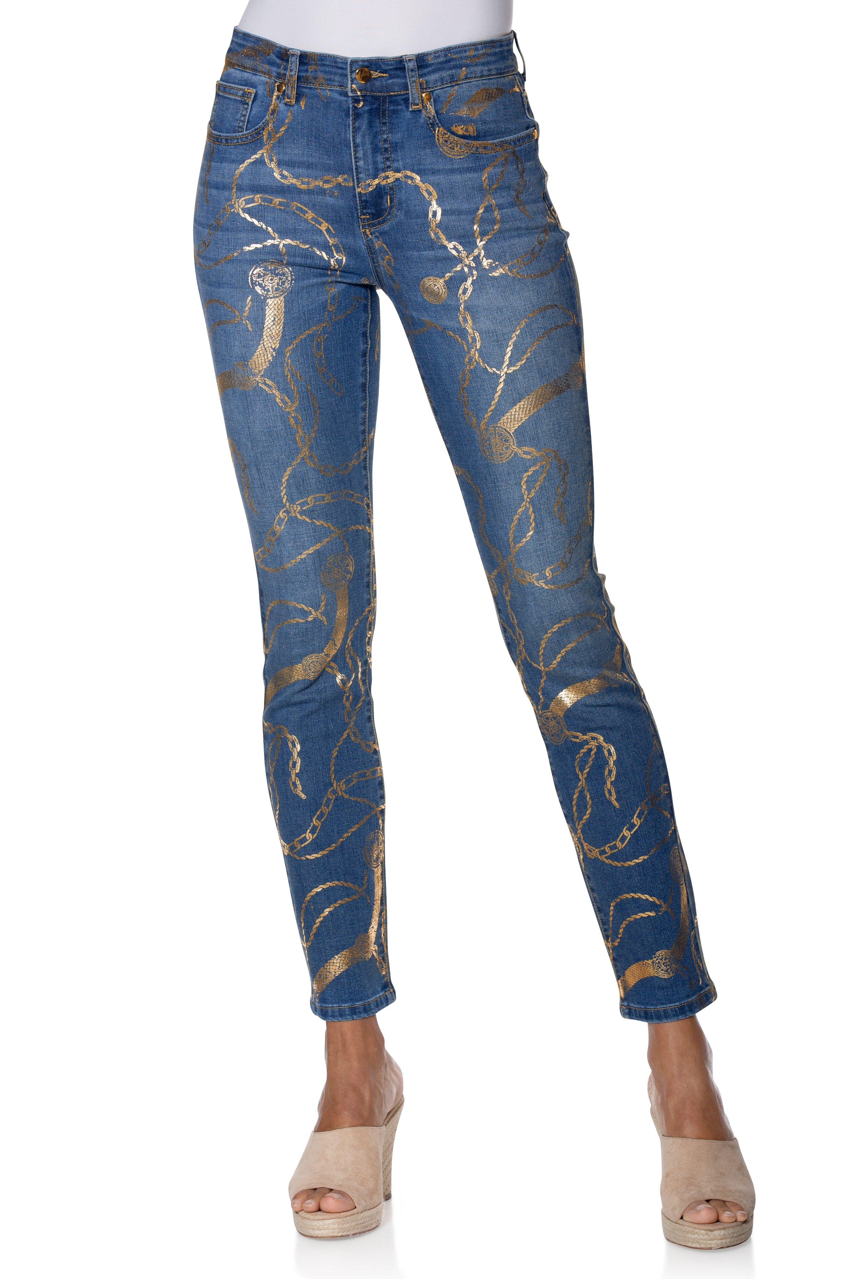 chain print jeans