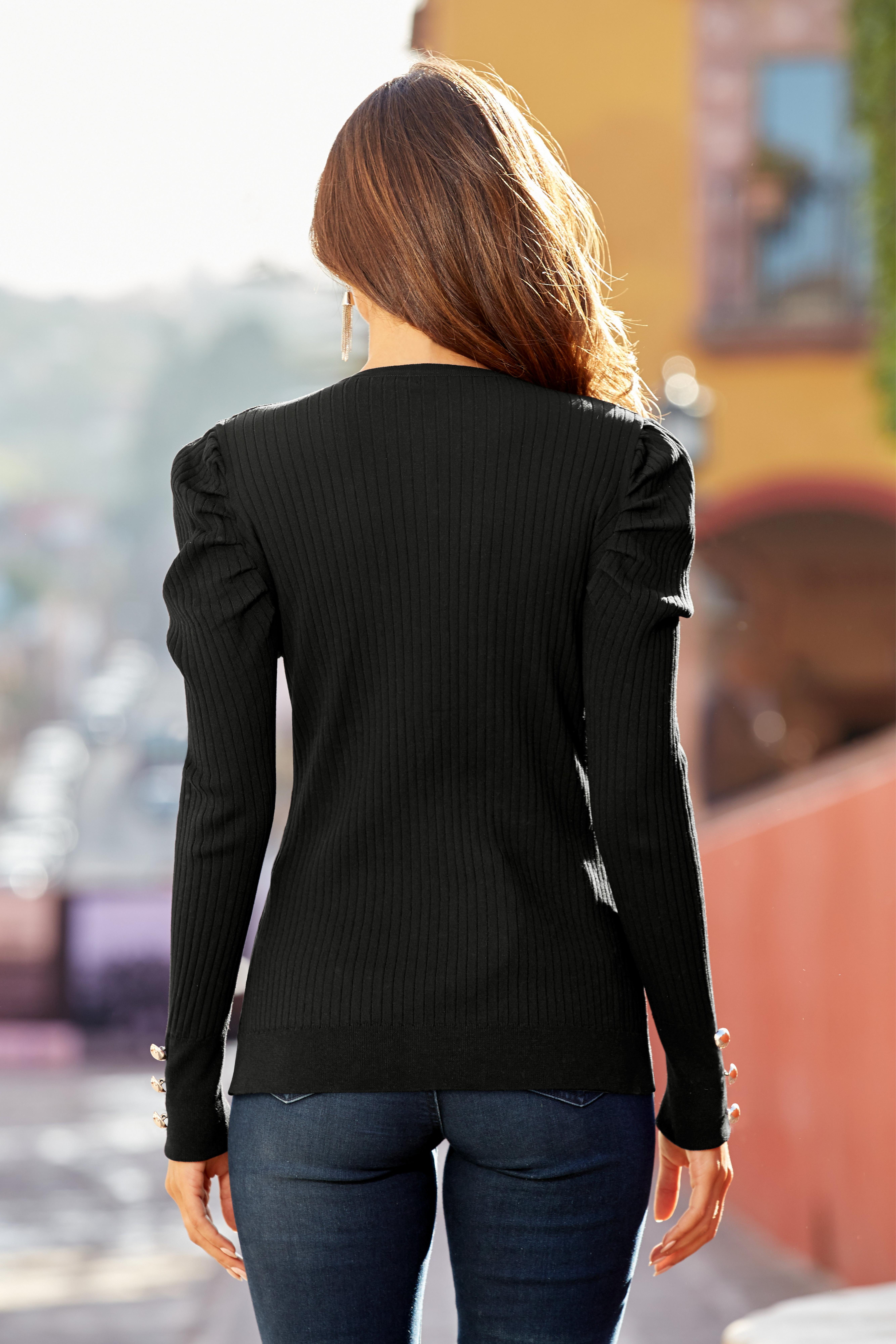 grey puff sleeve cardigan