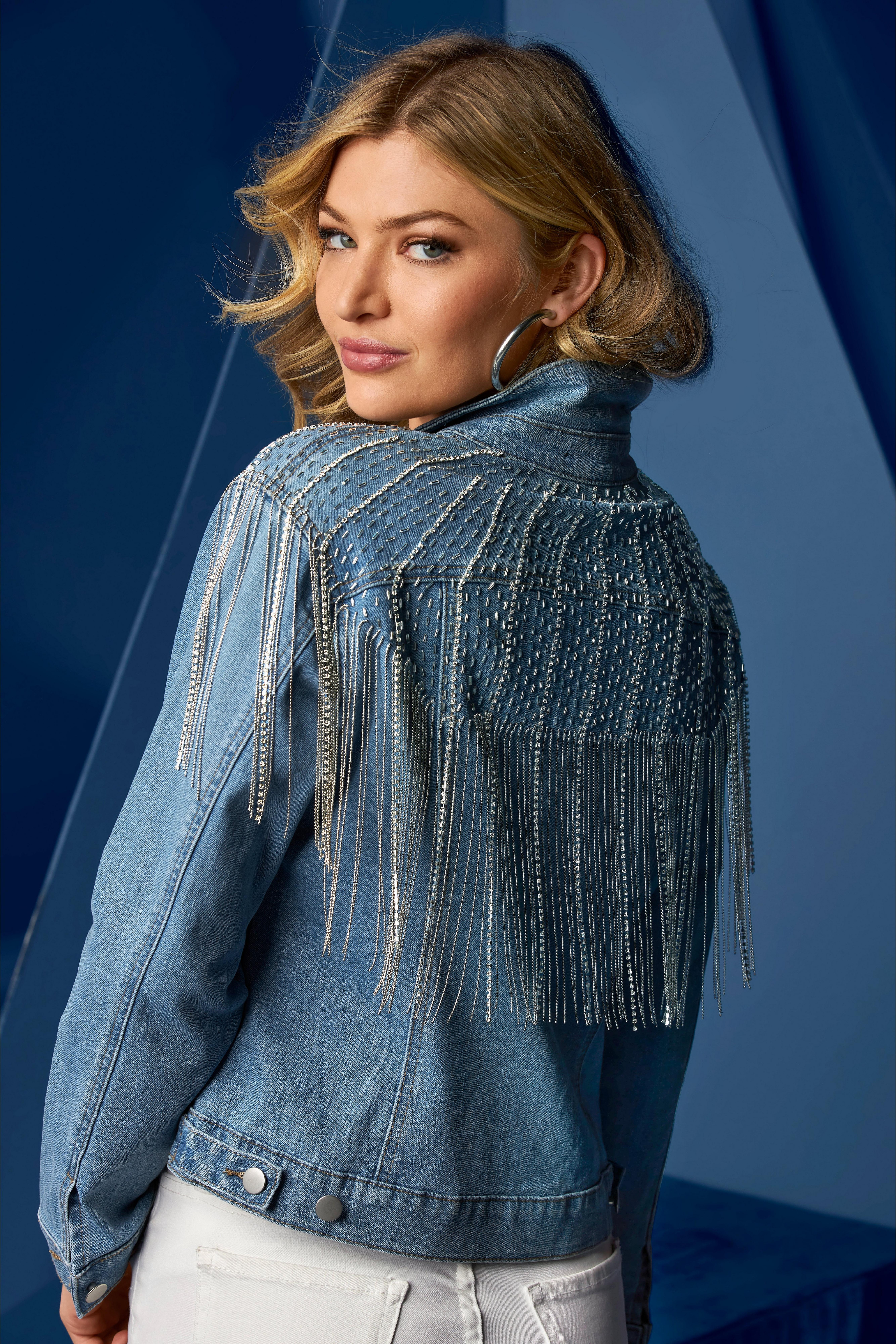 rhinestone denim jacket plus size