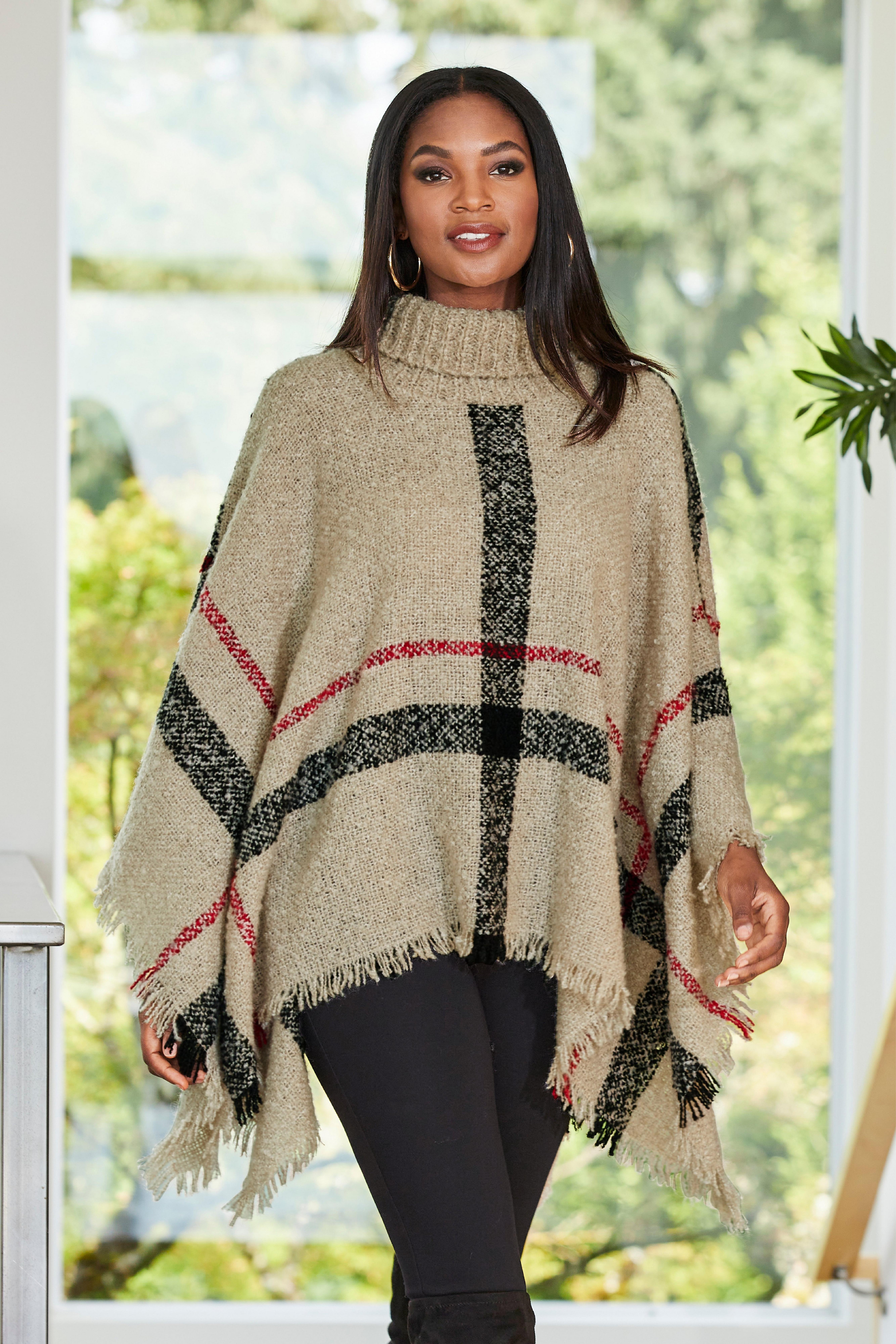 plaid poncho cardigan