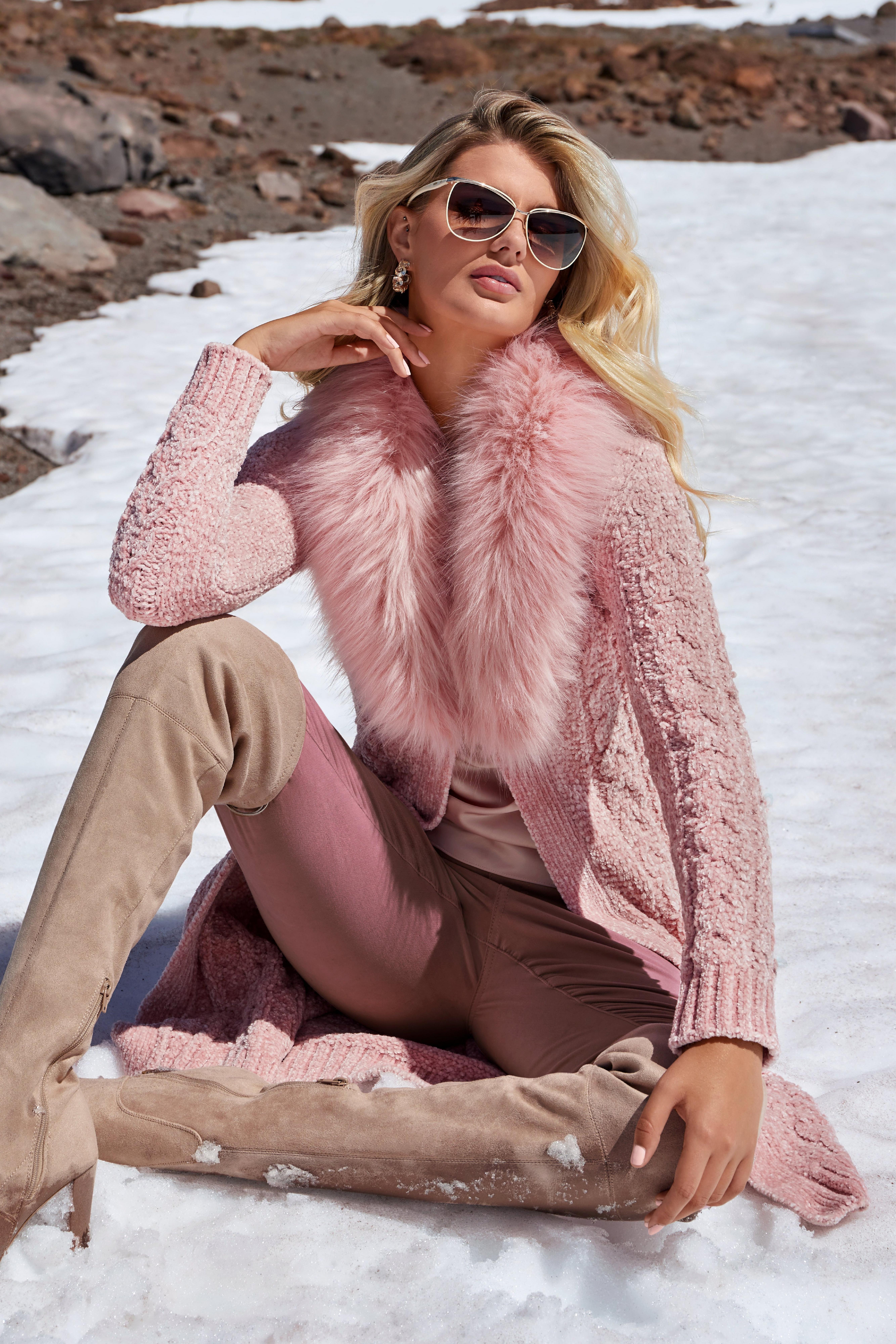 pink faux fur sweater