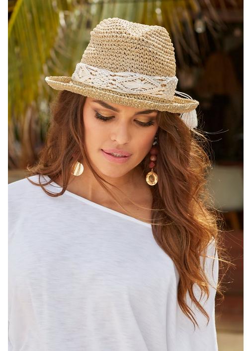 Womens Fashion Fedora Hat with Trim Band & Adjustable String