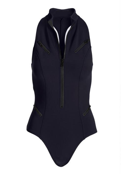 High Neck Zip Front Scuba One Piece Swimsuit Boston Proper