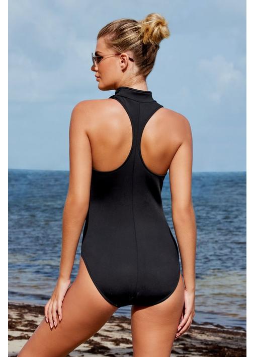 High Neck Zip Front Scuba One Piece Swimsuit Boston Proper