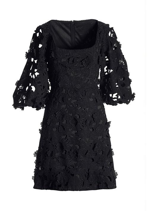 3d Lace Puff-sleeve Dress | Boston Proper