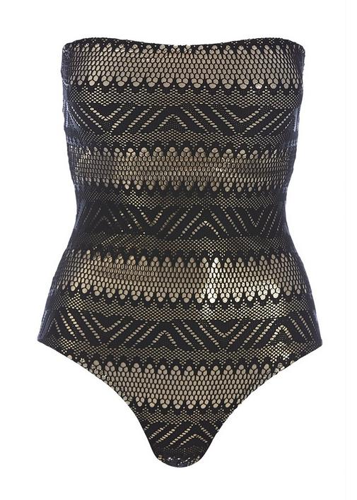 Metallic Crochet Bandeau One-piece Swimsuit | Boston Proper