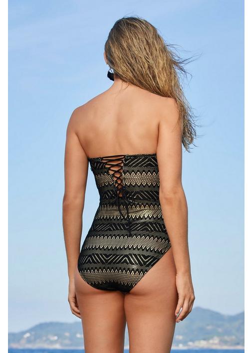 Metallic Crochet Bandeau One-piece Swimsuit | Boston Proper
