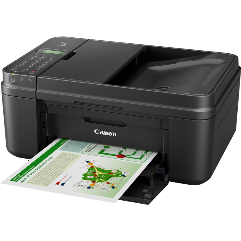 Canon PIXMA MX495 - Black Produkt Sett skrått forfra med papirskuff åpen