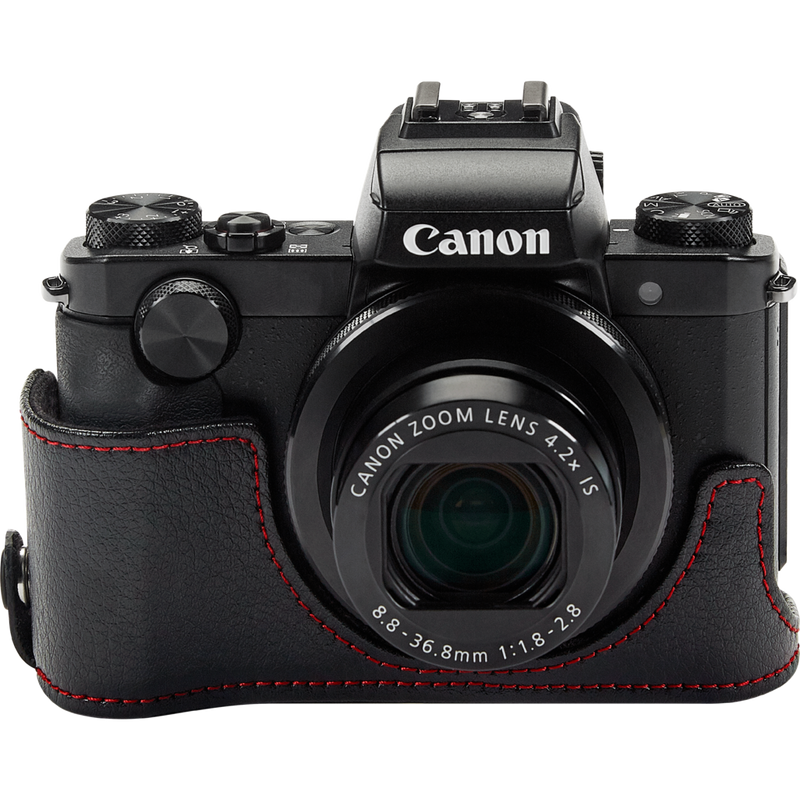 Canon DCC-1850 Leather Camera Jacket Product on camera