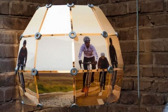 Digitally printed lightshade featuring cyclists