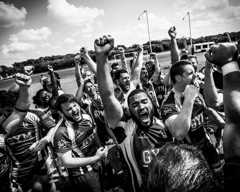 The New York Gotham Knights players celebrate their Bingham Plate win over the London King’s Cross Steelers at the Ted Rhodes Park, in Nashville, Tennessee, USA.