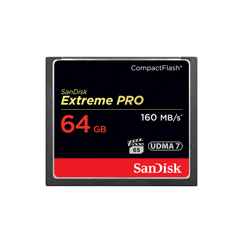 0210W810 - SanDisk Extreme PRO CompactFlash Memory Card, 160 MB/s, 64GB