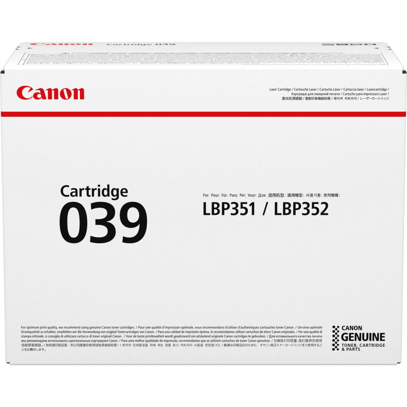 Cartouche toner Canon 039 Produits Vue avant de l'emballage