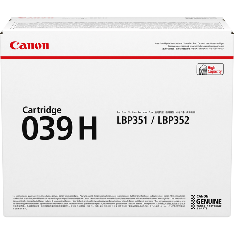 Canon 039H High Yield Toner Cartridge Product Packaging Front View