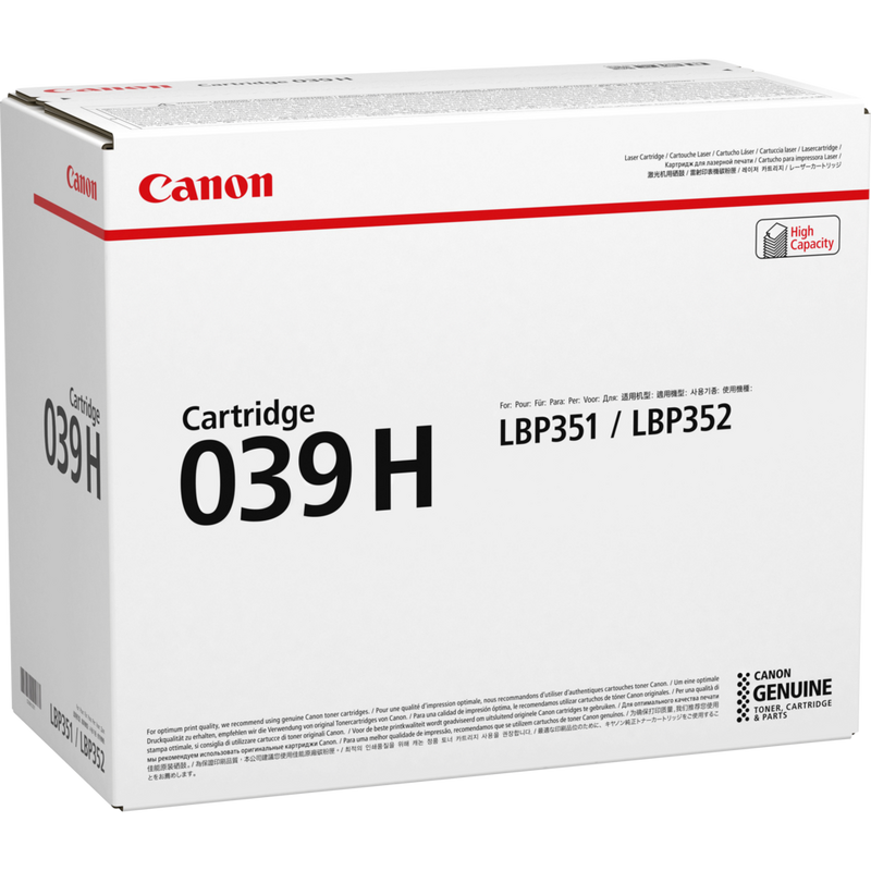 Canon 039H High Yield Toner Cartridge Product Packaging Left View