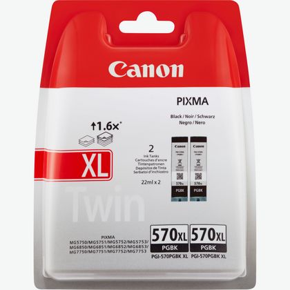 Image of Canon PGI-570BK XL High Yield Black Ink Cartridge (Twin Pack)