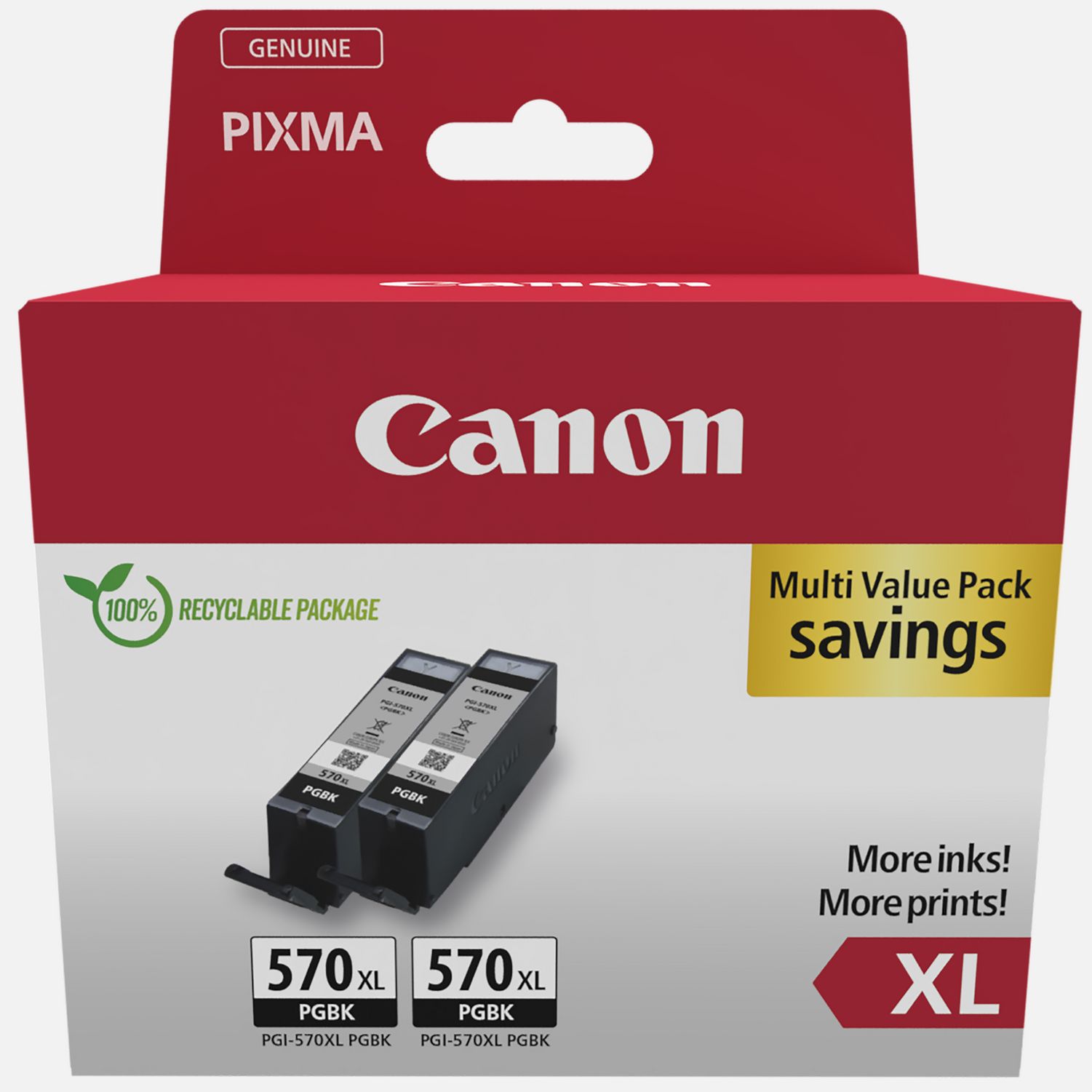 Cartouche d'encre noire à haut rendement Canon PGI-570BK XL (double pack)