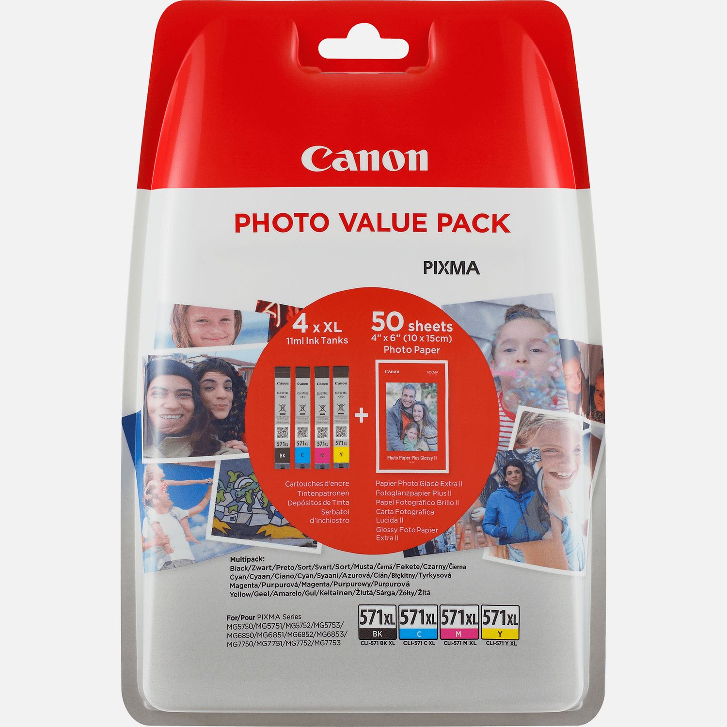Cartouche d'encre Canon CLI-571XL BK/C/M/Y à haut rendement + Pack  économique de papiers photo — Boutique Canon Suisse