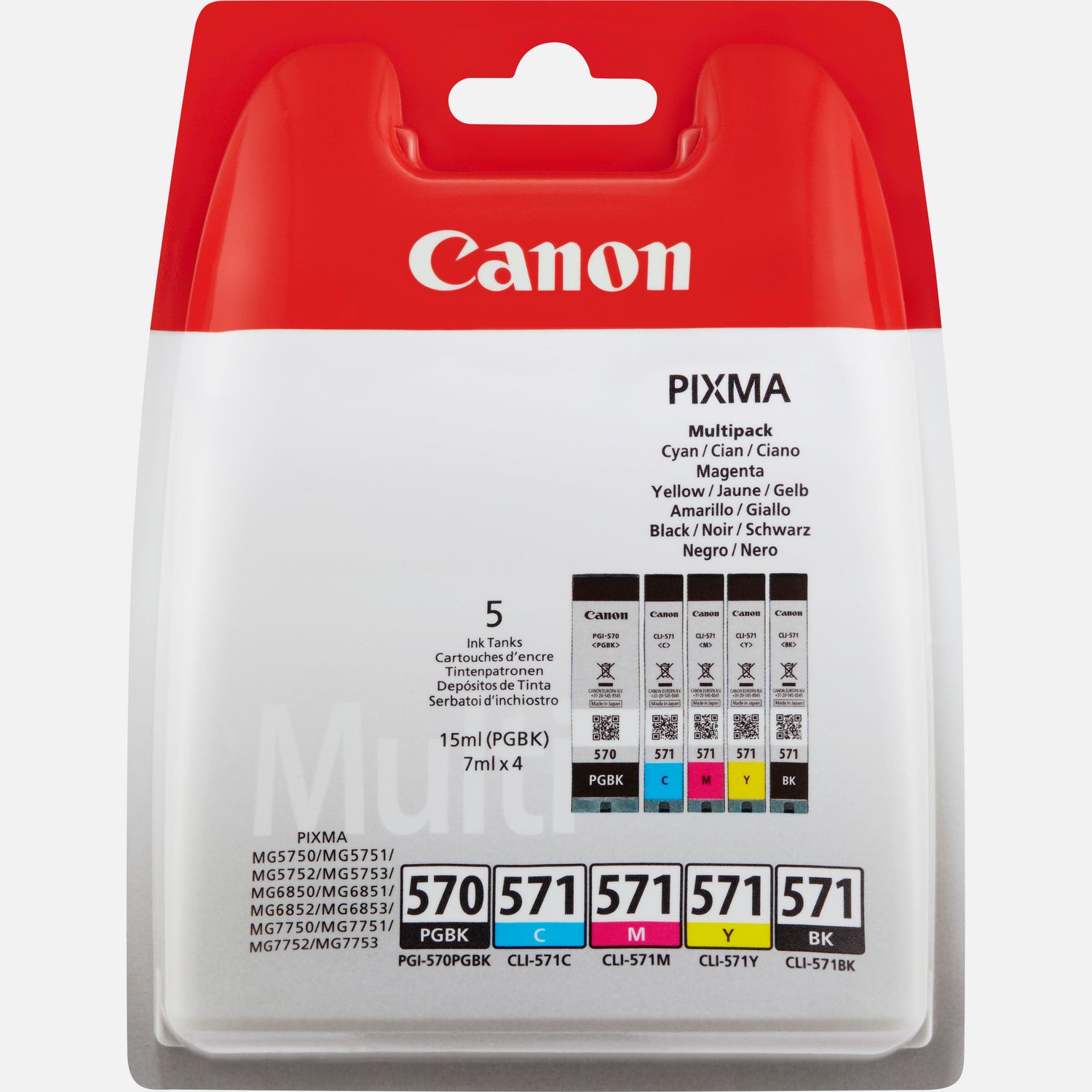 1set Pgi-570 Cli-571 Cartouche d'encre pour Canon Pixma Ts5050 Ts6050  Mg5750 Mg6850 Imprimante PGI-570 Cli-571