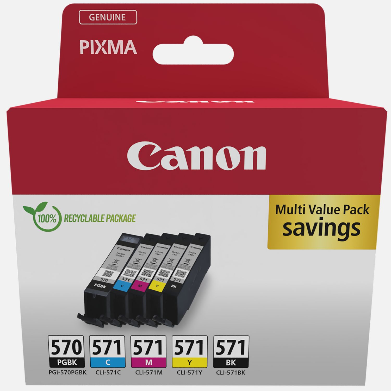 Canon Original 570XL Black & 571XL Black Cyan Magenta Yellow Ink Cartridge  Bundle Pack