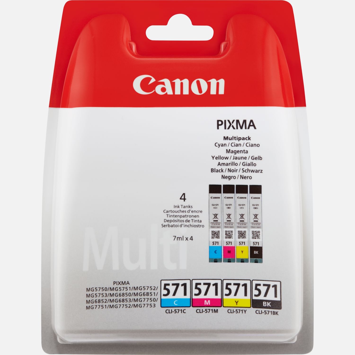 Ordelijk Fluisteren sensor Canon CLI-571 BK/C/M/Y-inktcartridge Multipack — Canon Belgie Store