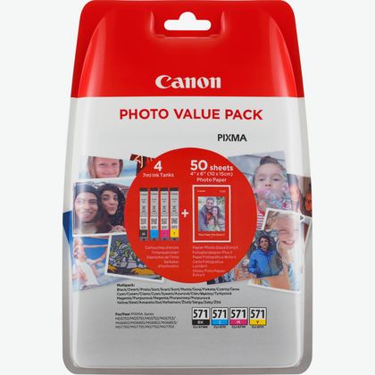 Pour Canon PGI 570 XL / CLI 571 XL (1 sets de 5 cartouches) + la grise 571  - Les encriers.com