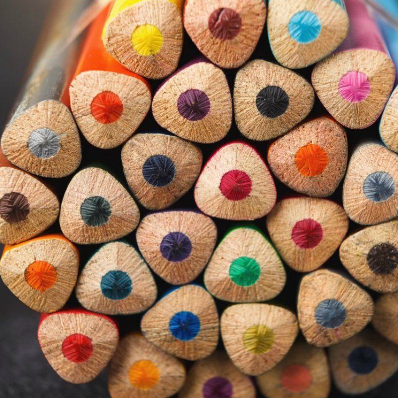 Colourful pencils in a bundle