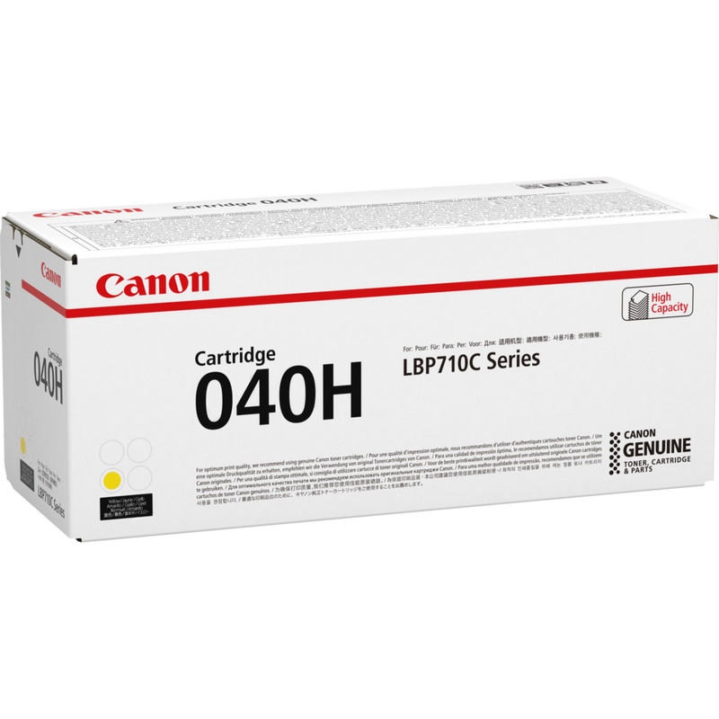 Canon 040H High Yield Yellow Toner Cartridge Product Packaging Left View