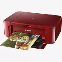 Canon PIXMA MG3650 – Rot Produkt Schrägansicht von vorne mit ausgeklapptem Papierfach