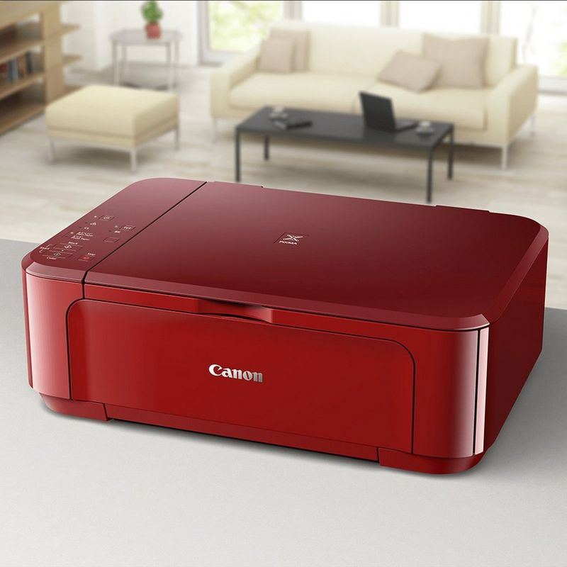 Canon PIXMA MG3650 - Rouge Sur une table, dans une maison