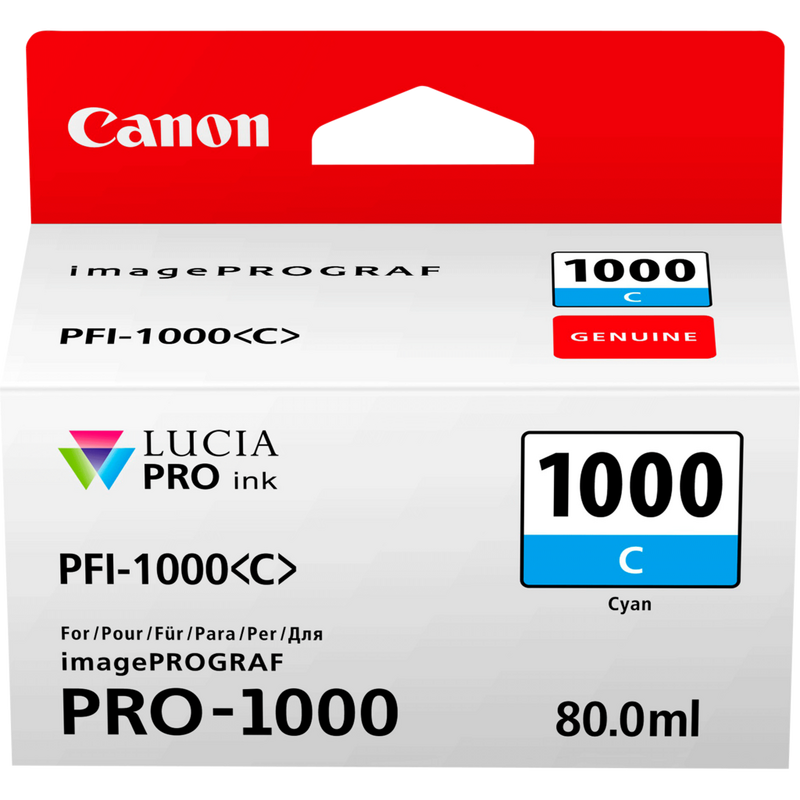 Cartucho de tinta cian Canon PFI-1000C Producto Vista frontal