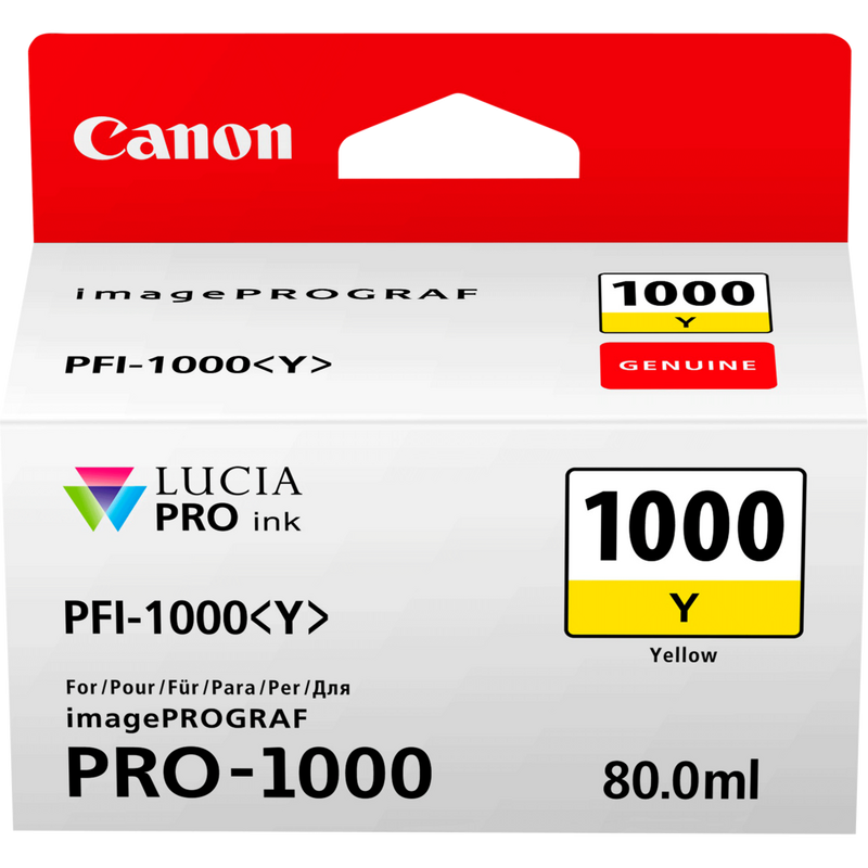 Canon PFI-1000Y Yellow Ink Cartridge Product Front View