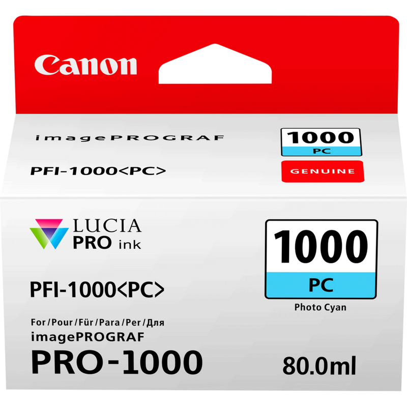 Cartouche d'encre photo cyan Canon PFI-1000PC Produits Vue avant
