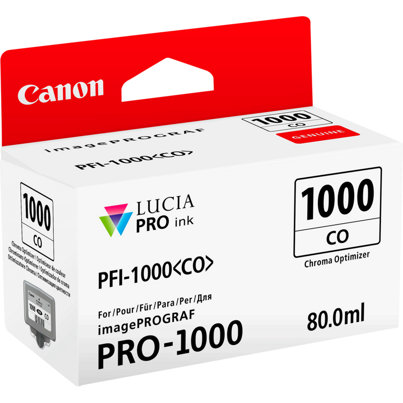 Cartouche d'encre Chroma Optimizer Canon PFI-1000CO Produits Vue de gauche