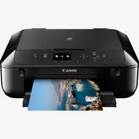 Canon PIXMA MG5750 – Schwarz Produkt Vorderansicht mit ausgeklapptem Papierfach