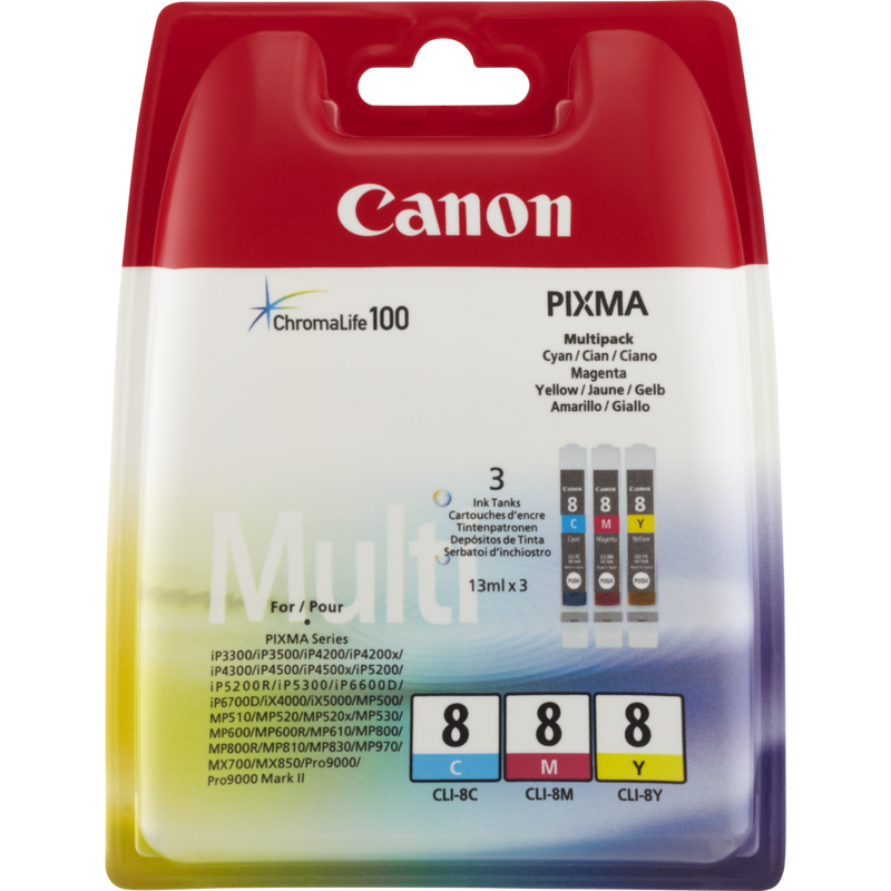Canon CLI-8 C/M/Y Colour Ink Cartridge Multipack