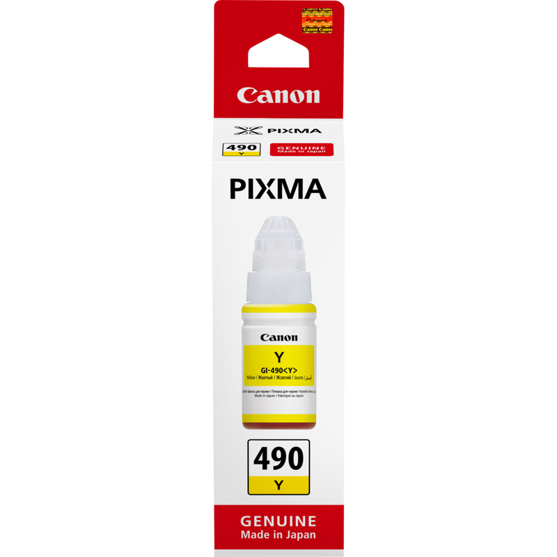Butelka z żółtym atramentem Canon GI-490 Produkt Widok z przodu